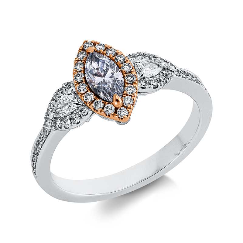 Ring    aus 750/-18 Karat Weißgold / Rotgold mit 51 Diamanten 0