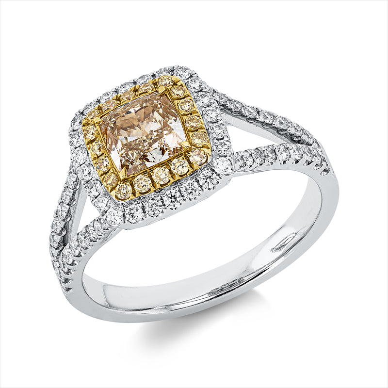 Ring    aus 750/-18 Karat Weißgold / Gelbgold mit 79 Diamanten 1