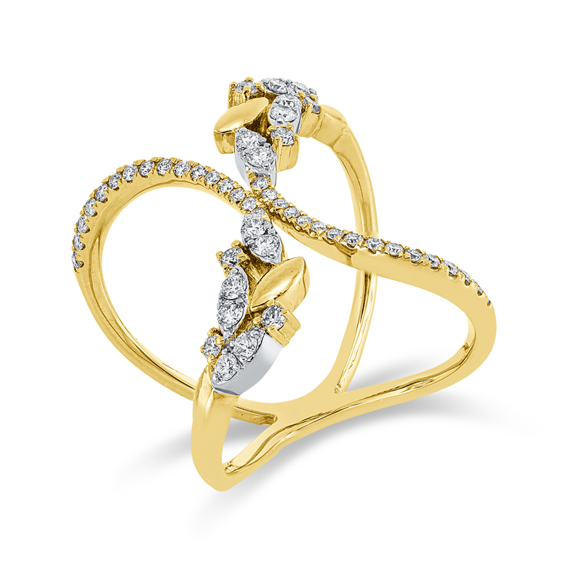 Ring    aus 750/-18 Karat Gelbgold mit 50 Diamanten 0