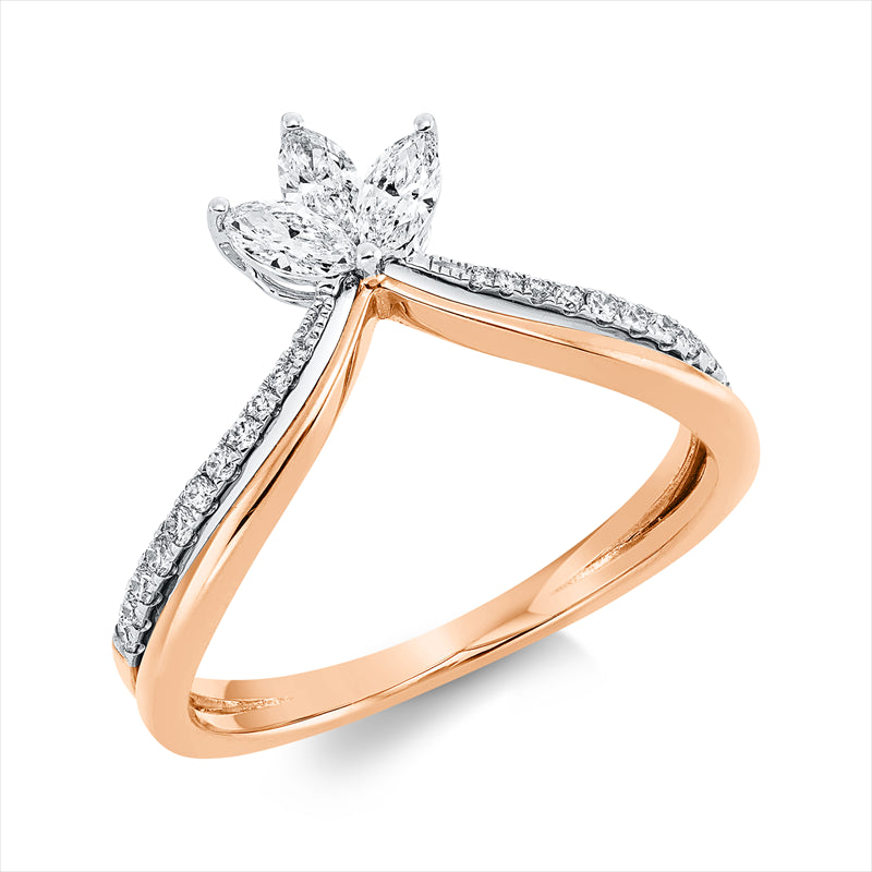 Ring    aus 750/-18 Karat Rotgold / Weißgold mit 25 Diamanten 0