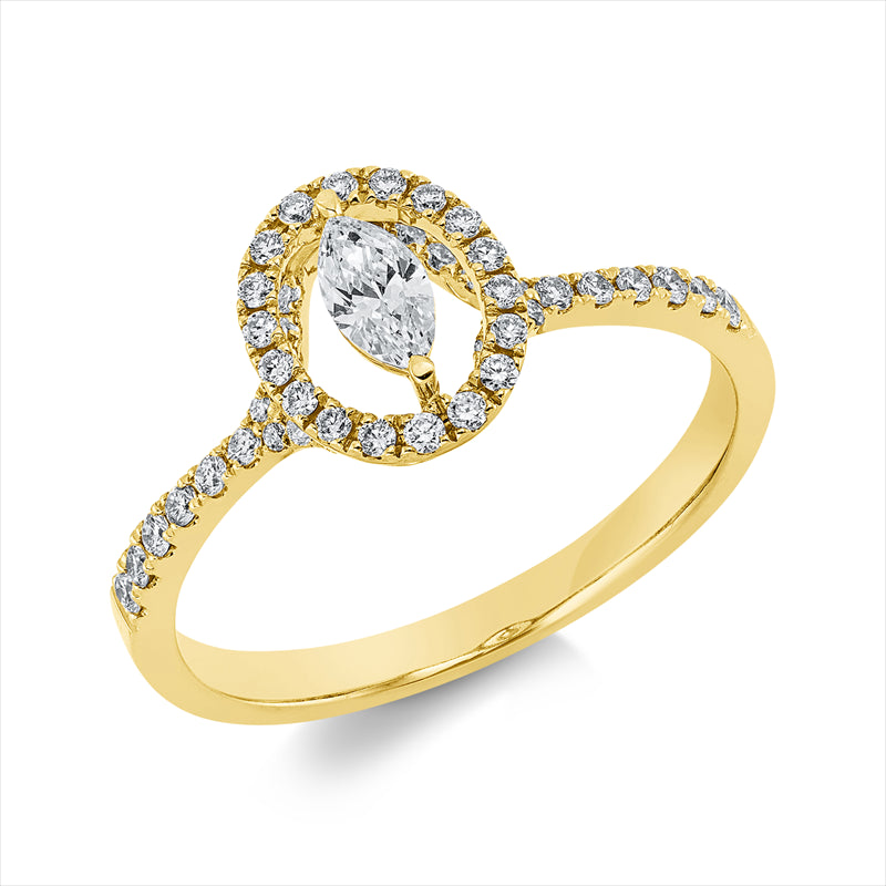 Ring    aus 750/-18 Karat Gelbgold mit 47 Diamanten 0