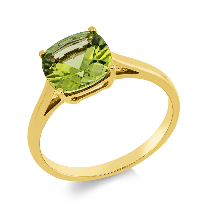 Ring mit Peridot  aus 750/-18 Karat Gelbgold  