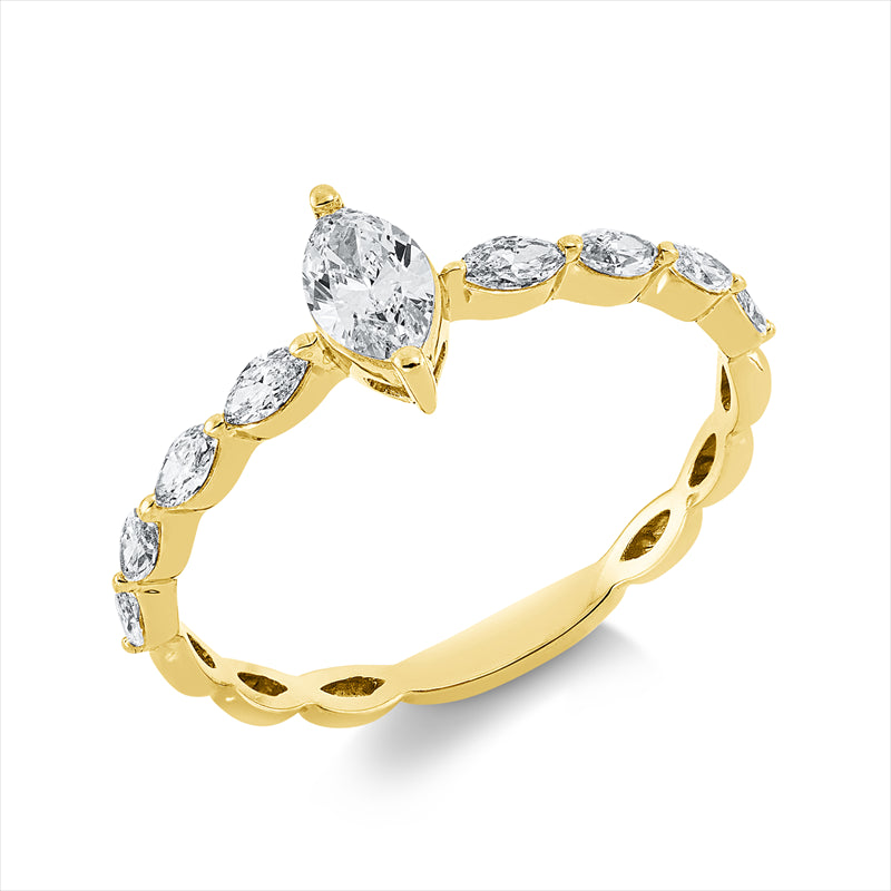 Ring    aus 750/-18 Karat Gelbgold mit 9 Diamanten 0