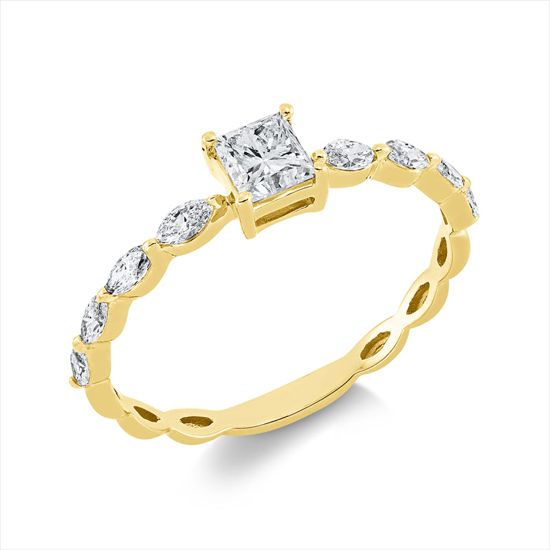 Ring    aus 750/-18 Karat Gelbgold mit 9 Diamanten 0