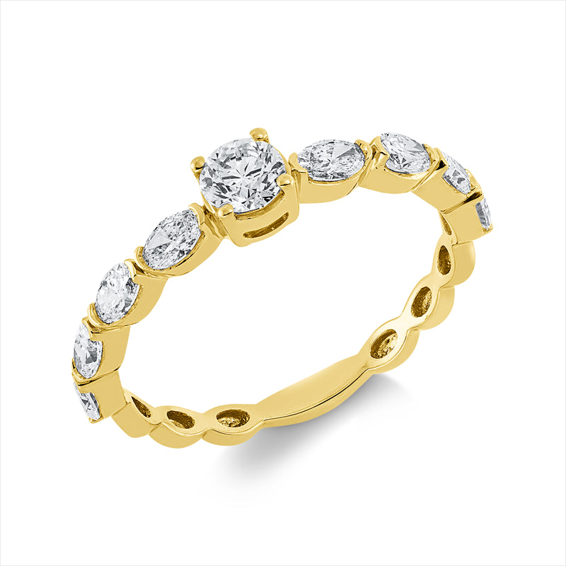 Ring    aus 750/-18 Karat Gelbgold mit 9 Diamanten 0