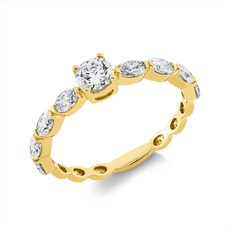 Ring    aus 750/-18 Karat Gelbgold mit 9 Diamanten 0