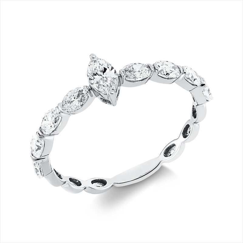 Ring    aus 750/-18 Karat Weißgold mit 9 Diamanten 0