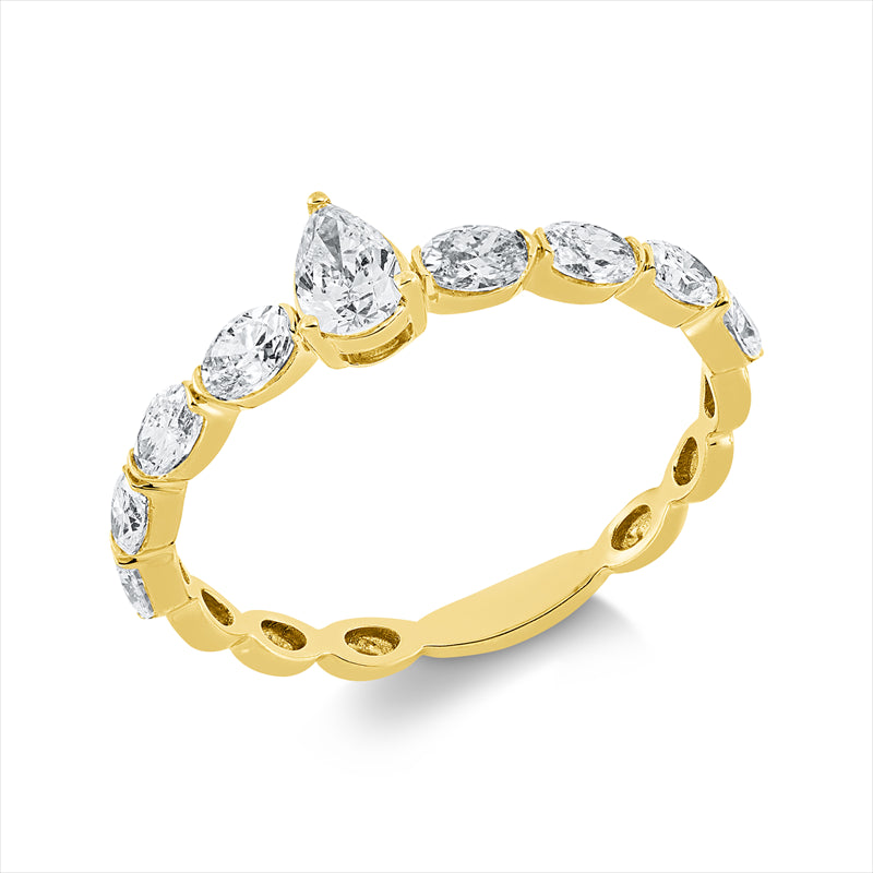 Ring    aus 750/-18 Karat Gelbgold mit 9 Diamanten 0