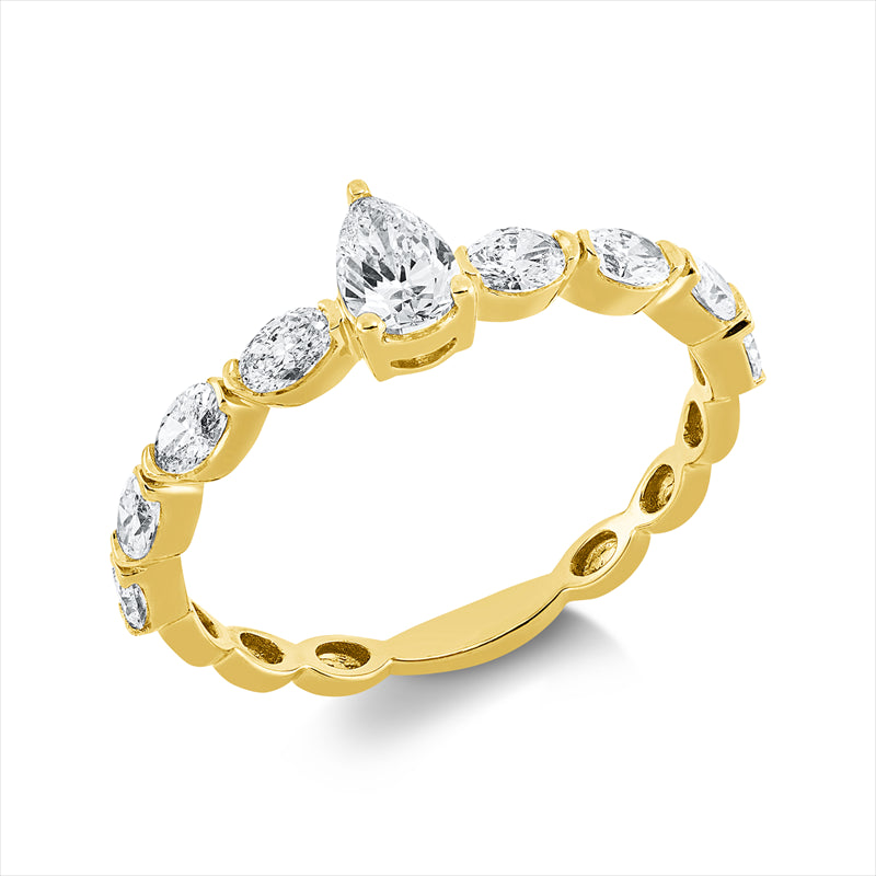 Ring    aus 750/-18 Karat Gelbgold mit 9 Diamanten 0