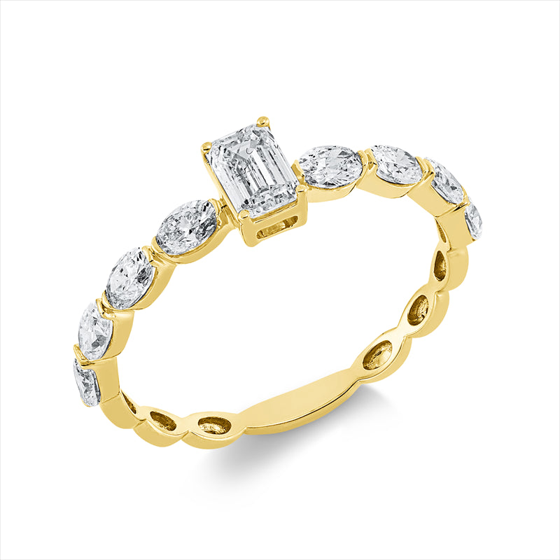 Ring    aus 750/-18 Karat Gelbgold mit 9 Diamanten 0
