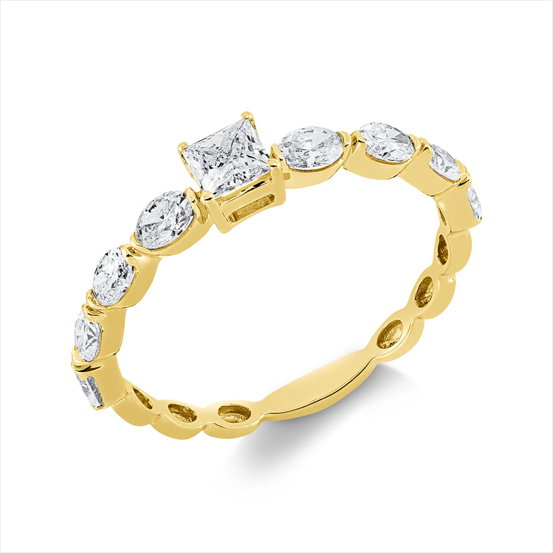 Ring    aus 750/-18 Karat Gelbgold mit 9 Diamanten 0