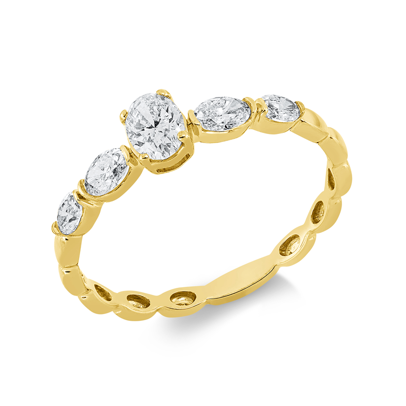 Ring    aus 750/-18 Karat Gelbgold mit 5 Diamanten 0