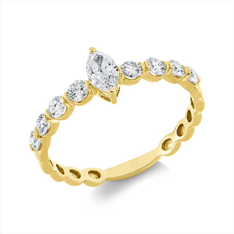 Ring    aus 750/-18 Karat Gelbgold mit 9 Diamanten 0