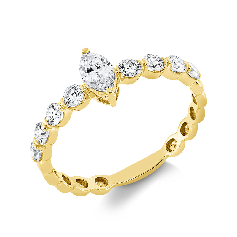 Ring    aus 750/-18 Karat Gelbgold mit 9 Diamanten 0