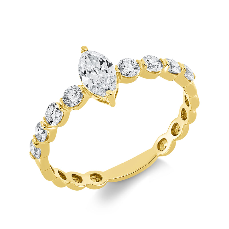 Ring    aus 750/-18 Karat Gelbgold mit 9 Diamanten 0