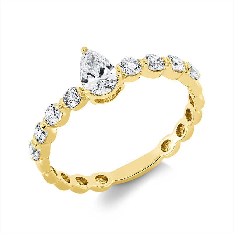 Ring    aus 750/-18 Karat Gelbgold mit 9 Diamanten 0