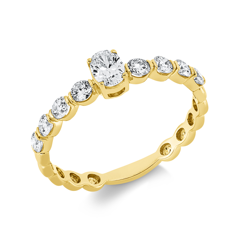Ring    aus 750/-18 Karat Gelbgold mit 9 Diamanten 0