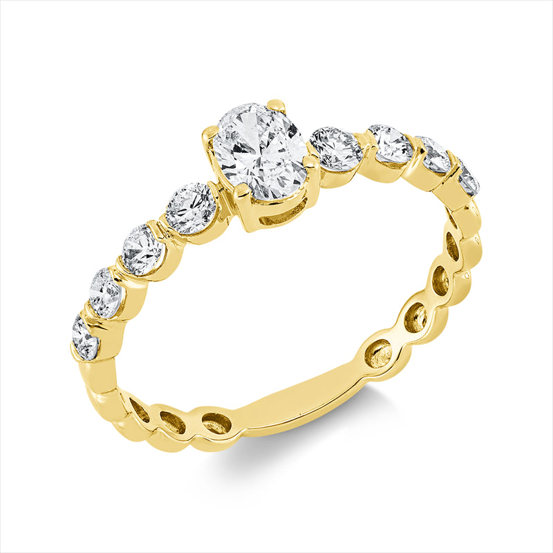 Ring    aus 750/-18 Karat Gelbgold mit 9 Diamanten 0