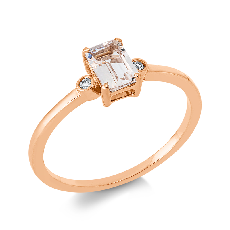 Ring mit Morganit  aus 750/-18 Karat Rotgold mit 2 Diamanten 0