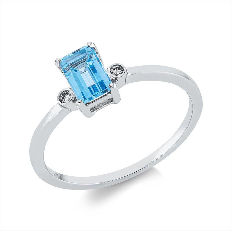 Ring mit Topas  aus 750/-18 Karat Weißgold mit 2 Diamanten 0