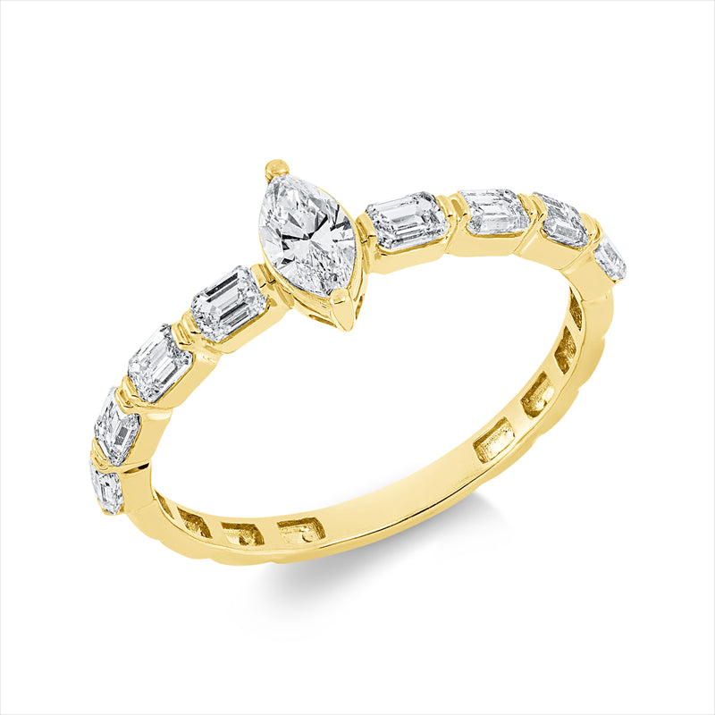 Ring    aus 750/-18 Karat Gelbgold mit 9 Diamanten 0