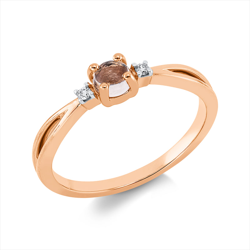 Ring mit Morganit  aus 750/-18 Karat Rotgold mit 2 Diamanten 0