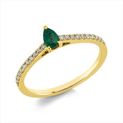Ring mit Smaragd  aus 750/-18 Karat Gelbgold mit 20 Diamanten 0