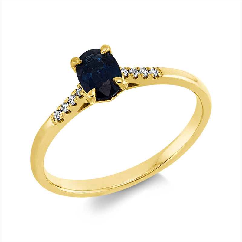 Ring mit Saphir  aus 750/-18 Karat Gelbgold mit 8 Diamanten 0