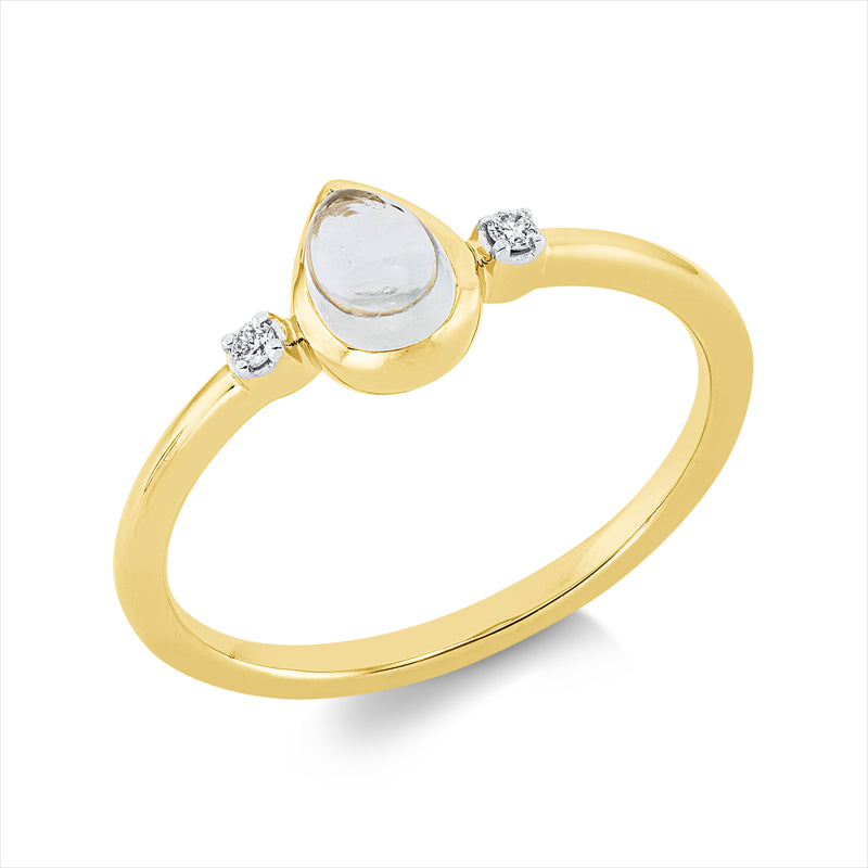 Ring mit Amethyst  aus 750/-18 Karat Gelbgold mit 2 Diamanten 0