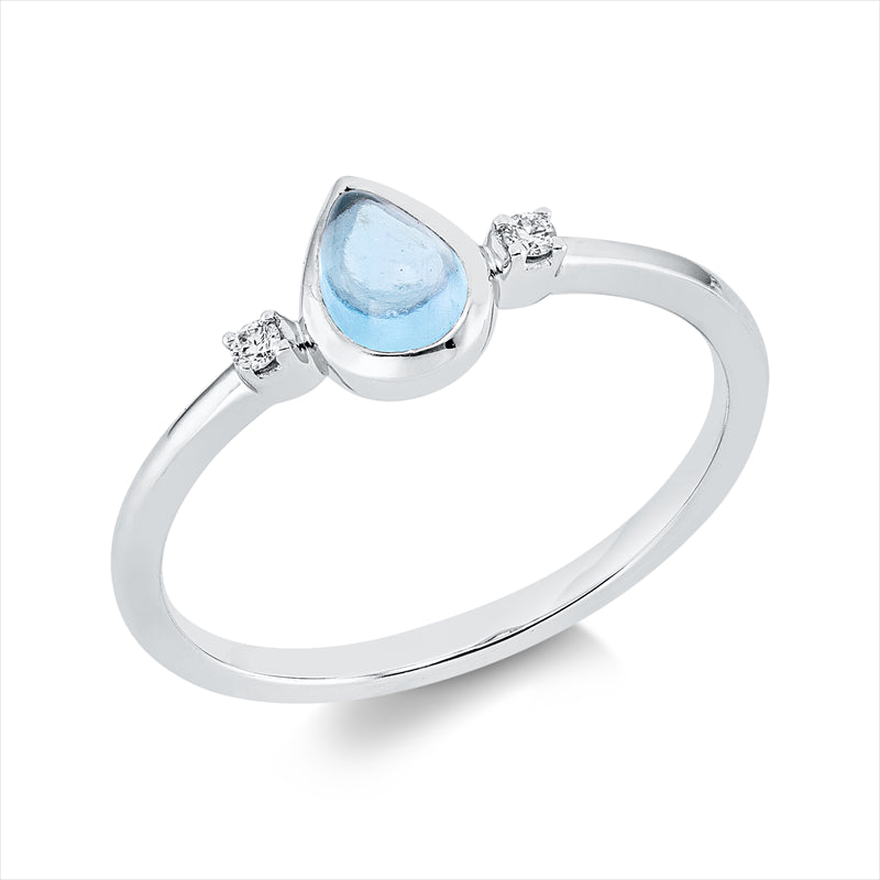 Ring mit Topas  aus 750/-18 Karat Weißgold mit 2 Diamanten 0