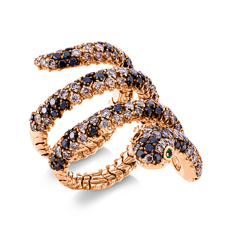 Ring mit Tsavorith  aus 750/-18 Karat Rotgold mit 214 Diamanten 3