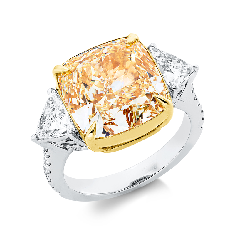 Ring    aus 750/-18 Karat Weißgold / Gelbgold mit 17 Diamanten 12