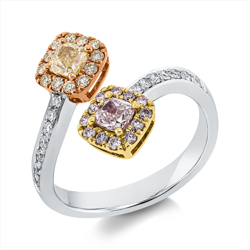 Ring    aus 750/-18 Karat Weißgold / Gelbgold / Rotgold mit 40 Diamanten 1