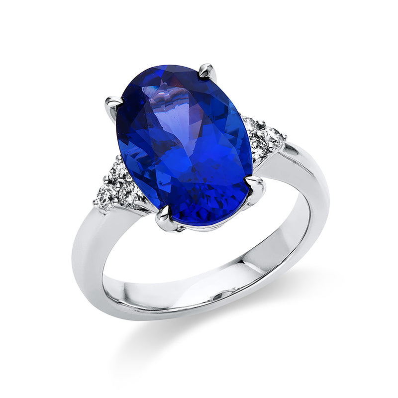 Ring mit Tansanit  aus 750/-18 Karat Weißgold mit 6 Diamanten 0