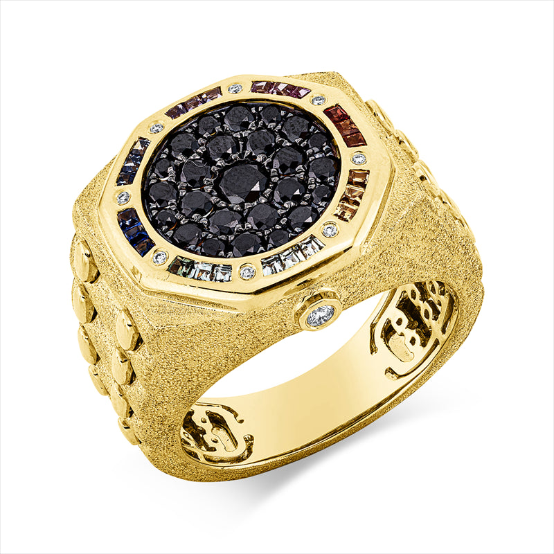 Ring mit Saphir  aus 750/-18 Karat Gelbgold mit 34 Diamanten 0