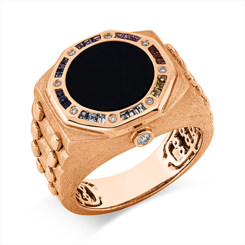 Ring mit Saphir  aus 750/-18 Karat Rotgold mit 9 Diamanten 0