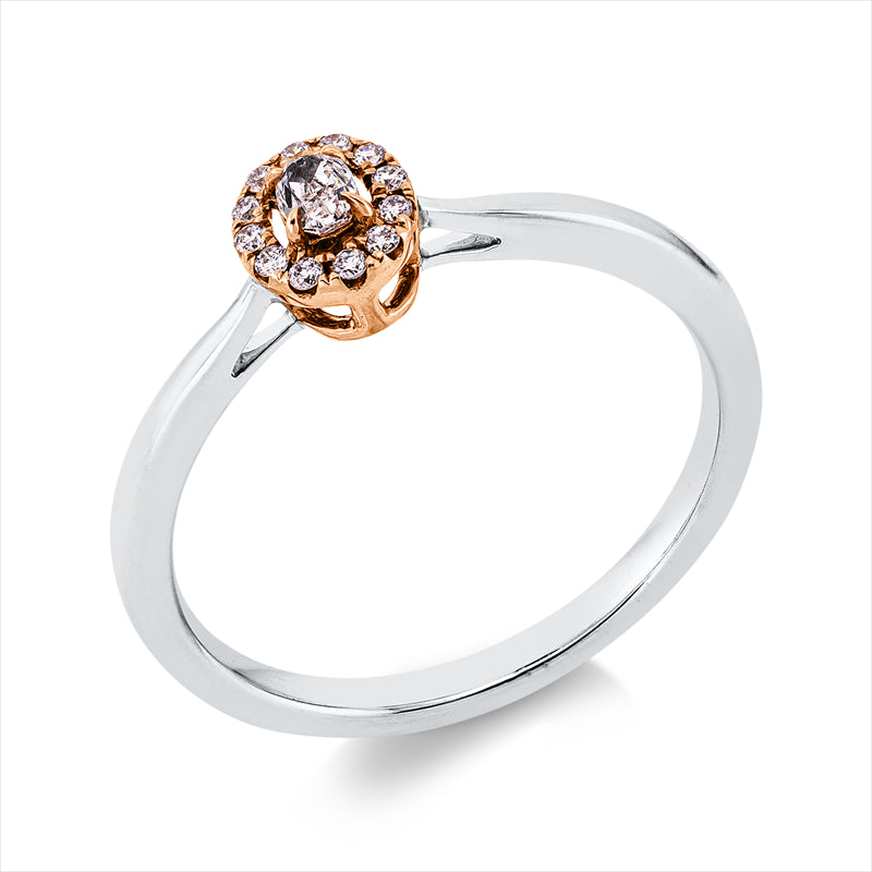 Ring    aus 750/-18 Karat Weißgold / Rotgold mit 13 Diamanten 0