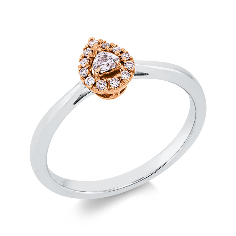 Ring    aus 750/-18 Karat Weißgold / Rotgold mit 13 Diamanten 0