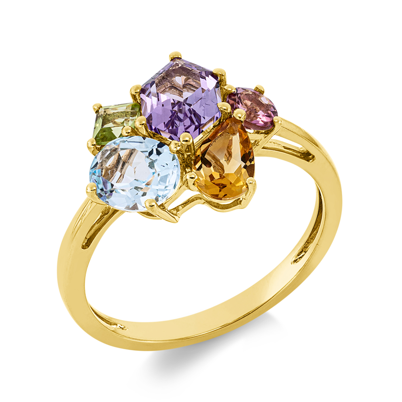 Ring mit Amethyst  aus 750/-18 Karat Gelbgold  