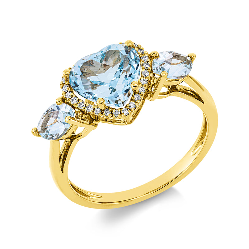 Ring mit Topas  aus 750/-18 Karat Gelbgold mit 26 Diamanten 0