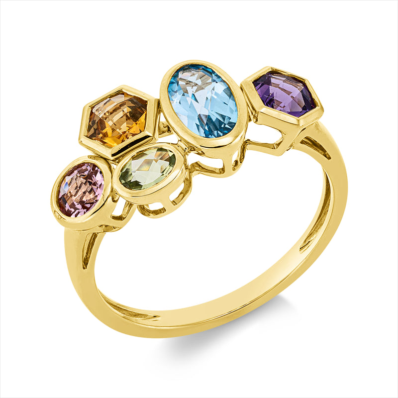 Ring mit Citrin  aus 750/-18 Karat Gelbgold  