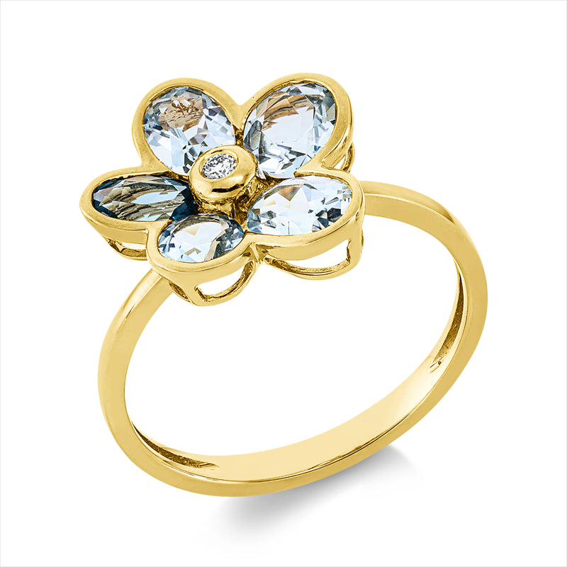 Ring mit Topas  aus 750/-18 Karat Gelbgold mit 1 Diamant 0