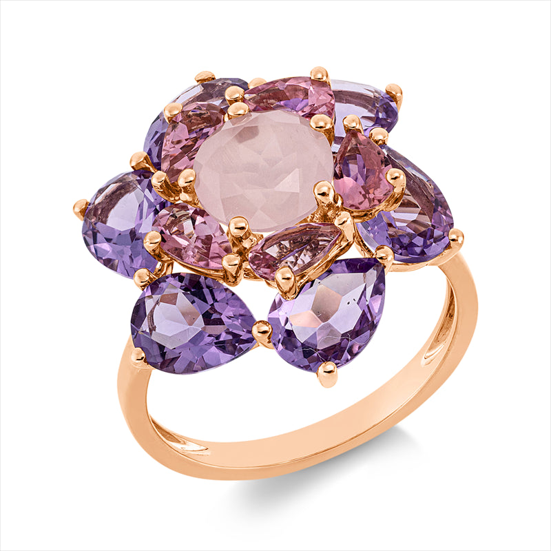 Ring mit Amethyst  aus 750/-18 Karat Rotgold  