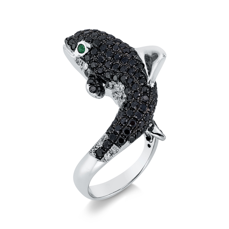 Ring mit Smaragd  aus 750/-18 Karat Weißgold mit 194 Diamanten 3