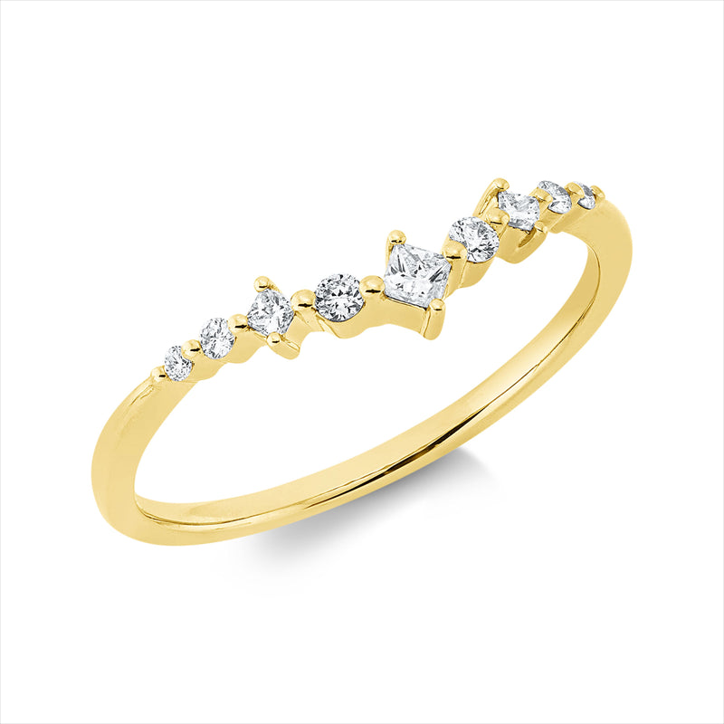 Ring    aus 750/-18 Karat Gelbgold mit 9 Diamanten 0