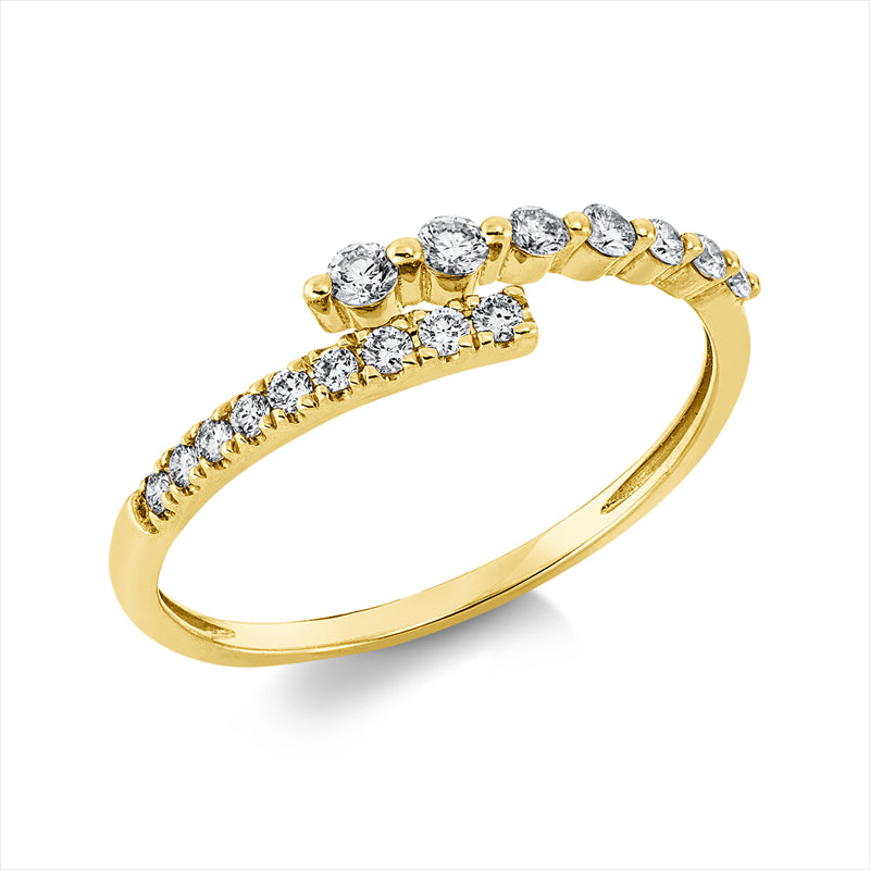 Ring    aus 585/-14 Karat Gelbgold mit 16 Diamanten 0