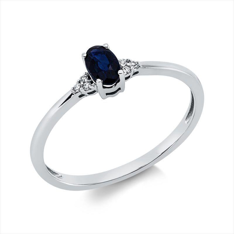 Ring mit Saphir  aus 750/-18 Karat Weißgold mit 6 Diamanten 0