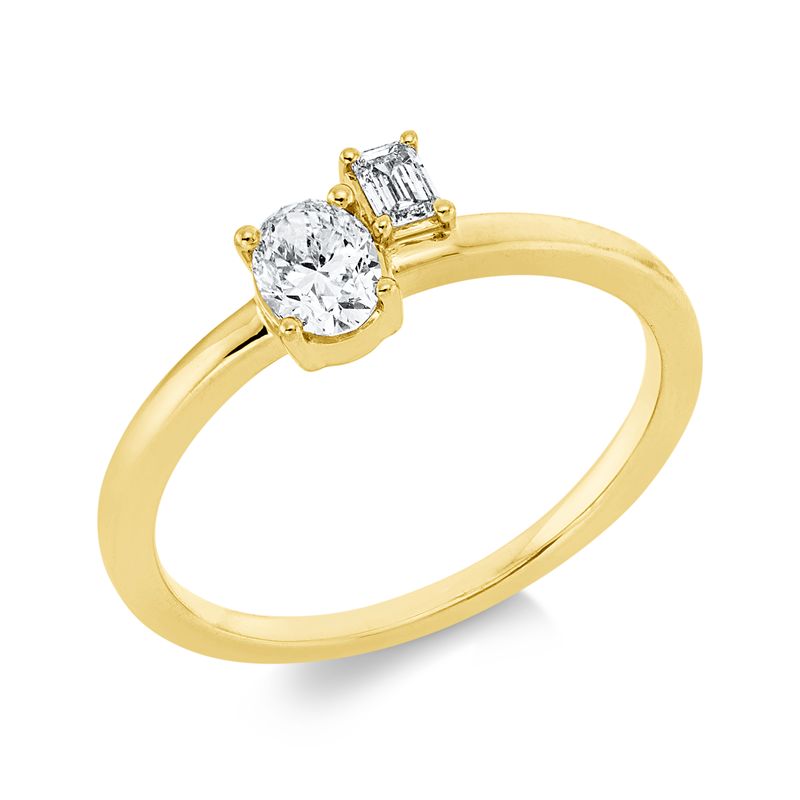 Ring    aus 750/-18 Karat Gelbgold mit 2 Diamanten 0