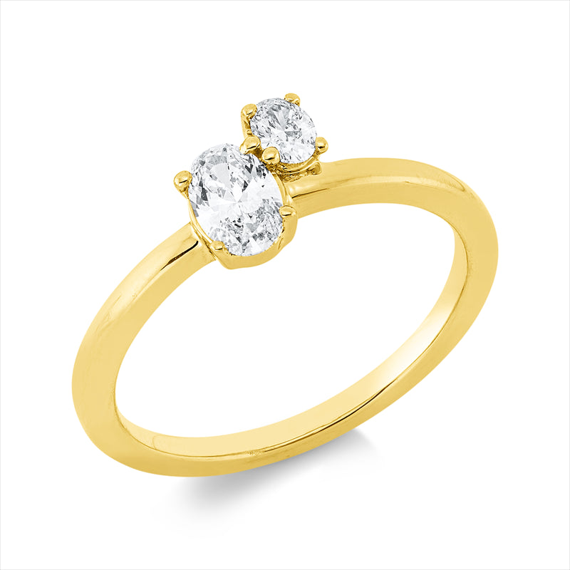 Ring    aus 750/-18 Karat Gelbgold mit 2 Diamanten 0