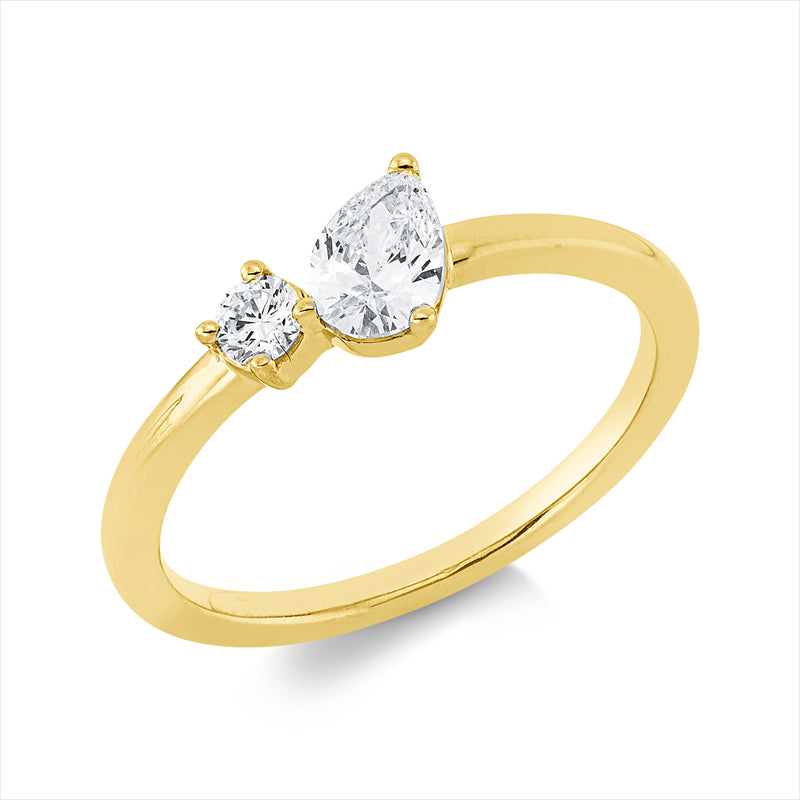 Ring    aus 750/-18 Karat Gelbgold mit 2 Diamanten 0
